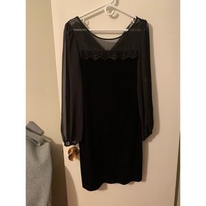 Vintage Long-Sleeve Black Mesh-Top/Velvet Dress